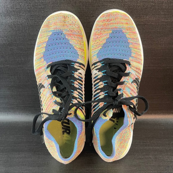 Nike Free RN Flyknit Women's size 10 Multicolor Rainbow Running Shoes 831070-102 - Picture 8 of 9